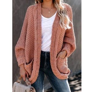 New Knitted Open Front Cardigan